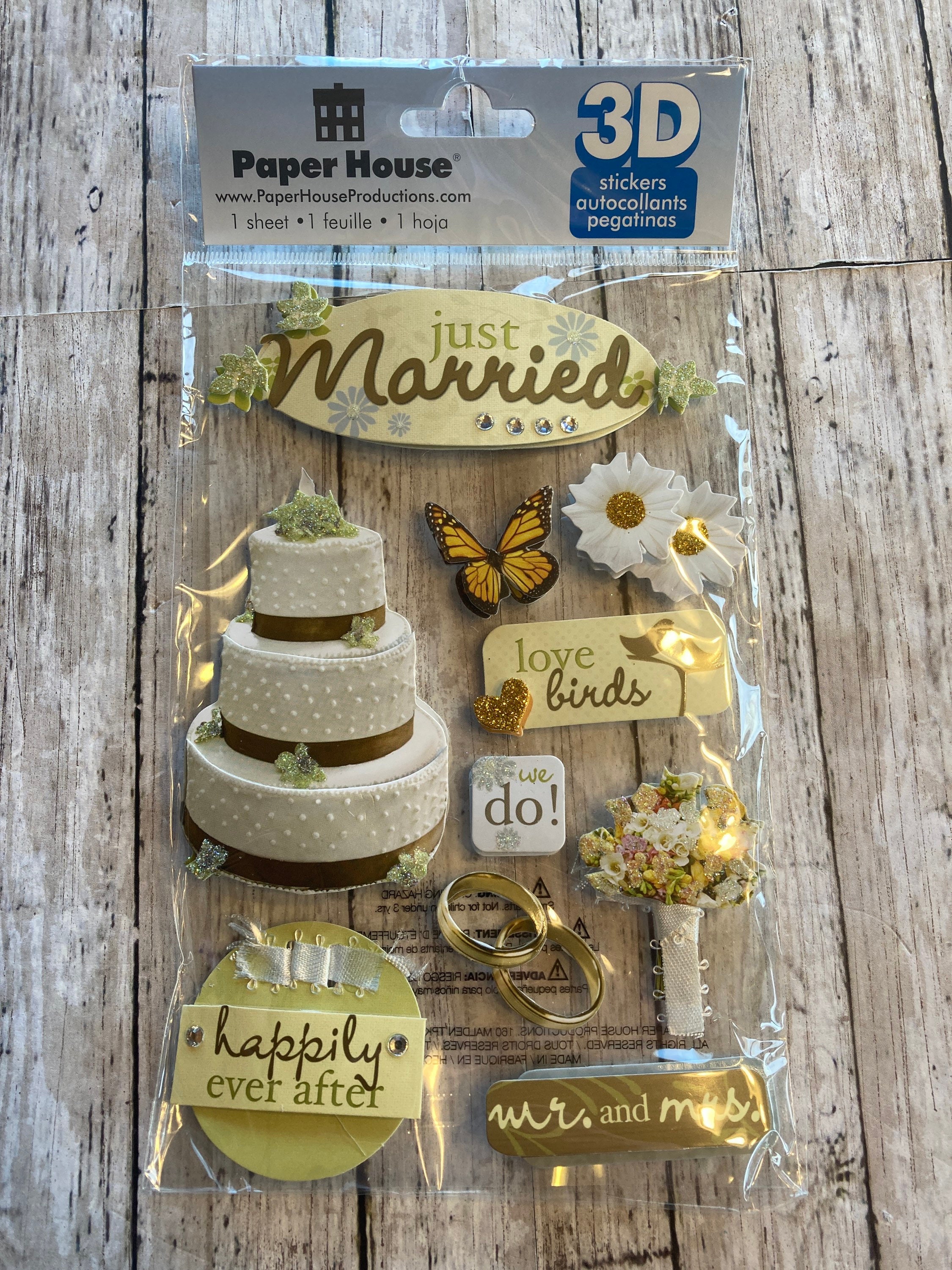 Paper House 3D Stickers, Just Married