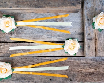 Peachy Keen Rose - Set of Four Easy Clip Flower Fascinators
