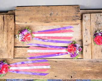Mulberry Twilight - Set of Four Easy Clip Flower Fascinators