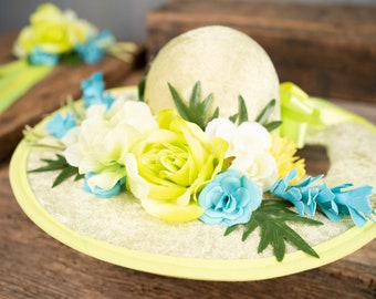 Key Lime Crown - Derby Hat and Tail Fascinator for Mini Horse