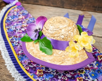 Secret Garden -  Straw Hat, Shawl and Tail Fascinator for Miniature Horse