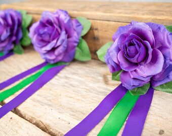 Rosalicious Royale - Set of Four Easy Clip Flower Fascinators