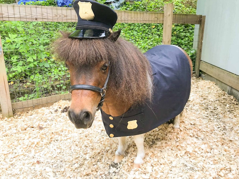 The Fuzz Policeman's Costume for Mini Horse with Classic Hat and Badged Jacket image 1