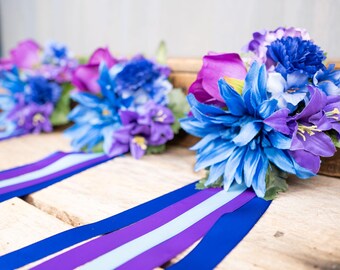Dusk and Denim - Set of Four Easy Clip Flower Fascinators