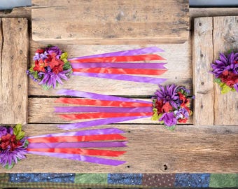 Berrywine Blossom - Set of Four Easy Clip Flower Fascinators