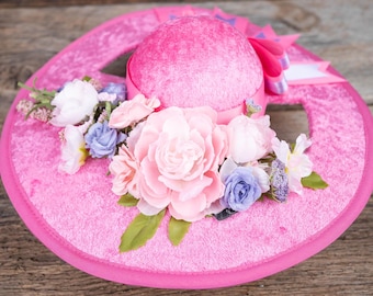 Fuschia and Rose Fizz - Derby Hat and Tail Fascinator for Mini Horse