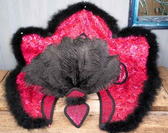 Bubblegum Burlesque - Feathered Headdress, Cape and Tail Fascinator for Mini Horse