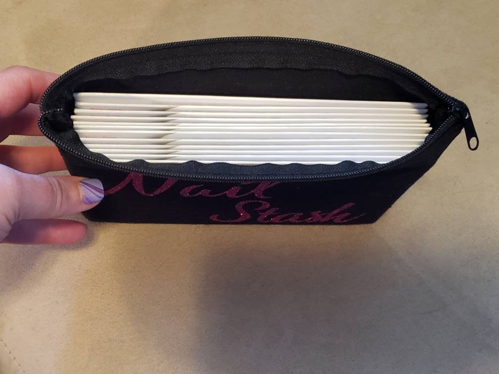 Large Nail Stash Black Zipper Canvas Bag Nail Stash Bag Etsy