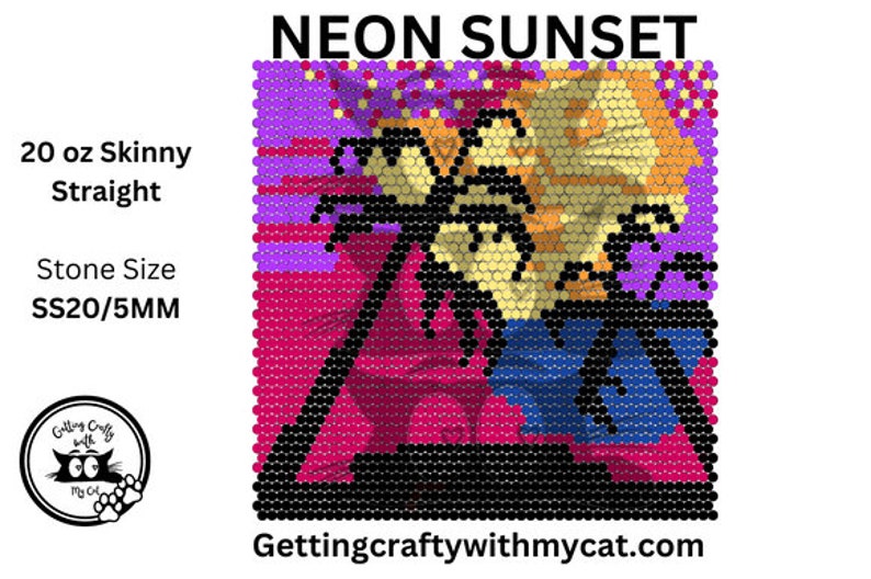 Neon Sunset Rhinestone Tumbler Template for SS20, 20 Oz Skinny Straight ...