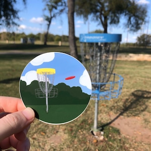 Disc golf sticker, weatherproof sticker for water bottle or laptop.