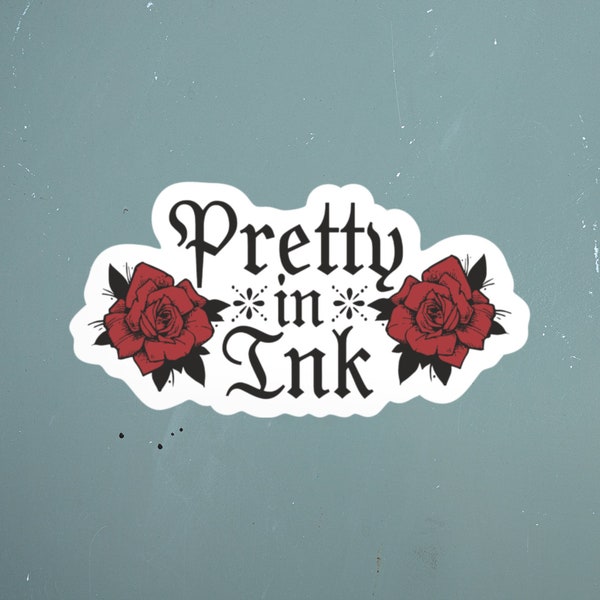 Pretty In Ink 5 Inch Waterproof Decal Sticker Wall Window Rose Tattoo Jewel Skin Artist Parent Mom Mama Ink Picture Rose Marker CS1520-2PK