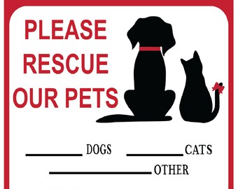 Pet Rescue Alert Sticker – In Case of Fire Emergency Vinyl Decal for Home Door Window, Save My Pets Dog Cat 5 Inch