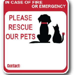 Personalizado en caso de incendio o emergencia, rescate a nuestras mascotas Alerta de ventana de puerta delantera de 5 pulgadas Casa de rescate de mascotas para animales Seguridad para vehículos recreativos en el hogar (paquete de 2)