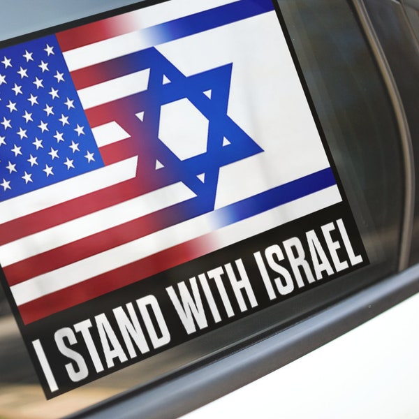 Israel America Bumper Stickers 5.5-Inch by 4.2-Inch Rectangle Decal Laminated Israeli American Flag Decals