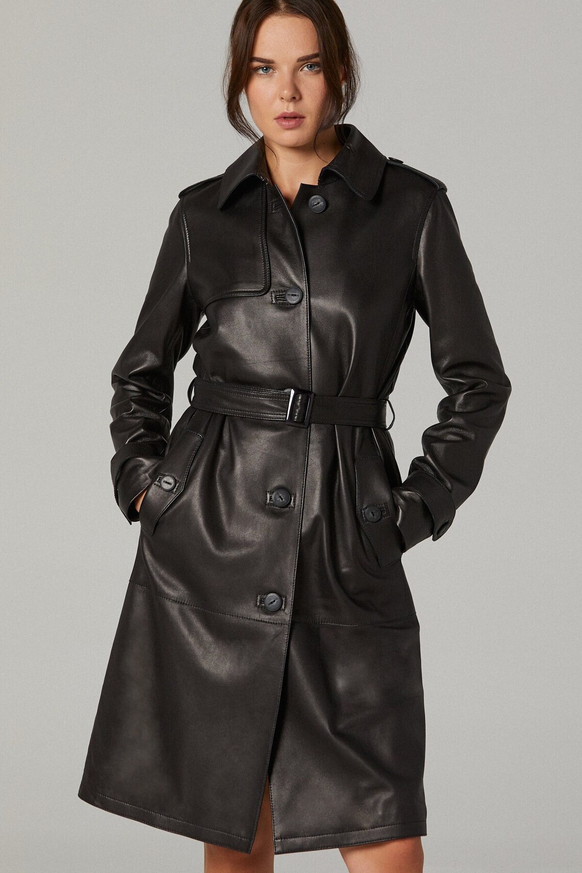 Ladies Leather Trench Coat Trench Coat Women Leather Coat - Etsy