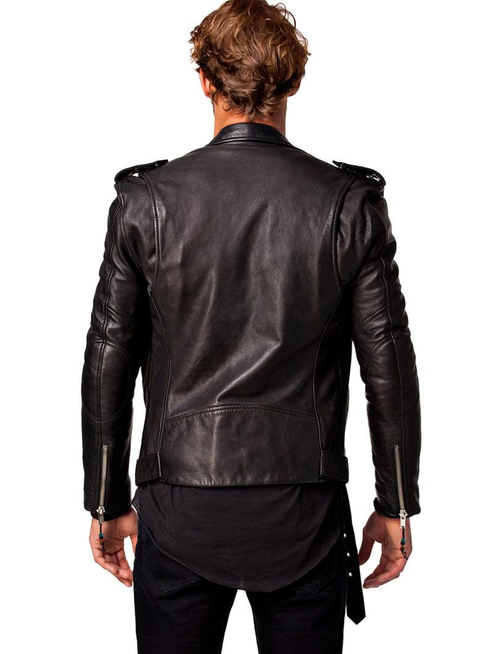 Men Leather Biker Jacket Biker Leather Jacket Leather Etsy