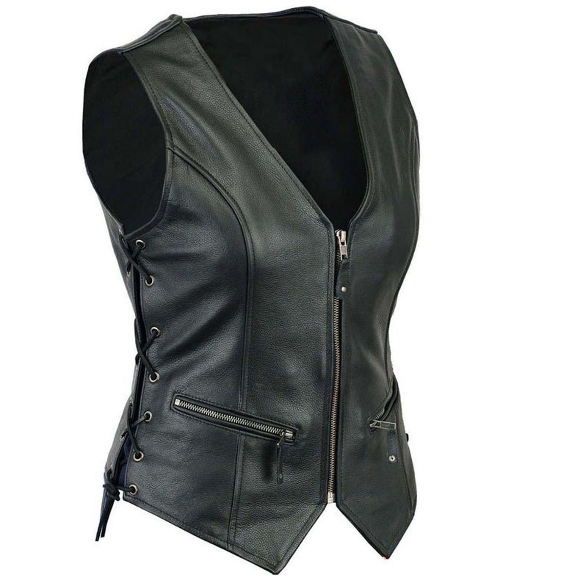 Women lambskin leather vest/biker waistcoat women/motorbike Etsy