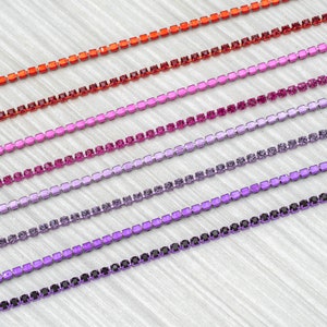 SS6 Colorful rhinestone chain, cup chain in colourful base, rhinestone trim for wedding decorations, craft supplies