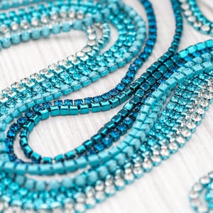 Opaque glass rhinestone trim 2*2 mm, SS6 cup chain for jewelry making, beading supply