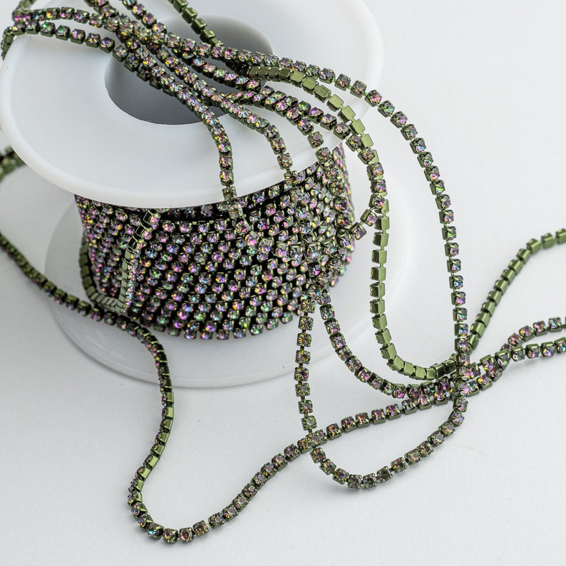 Crystal Rhinestone Trim Rhinestone Cup Chain by Yard Nickel Etsy