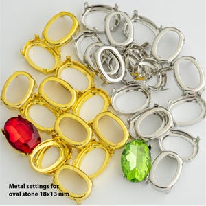 Sew on settings for oval fancy stones, 18x13 mm metal setting, jewelry making
