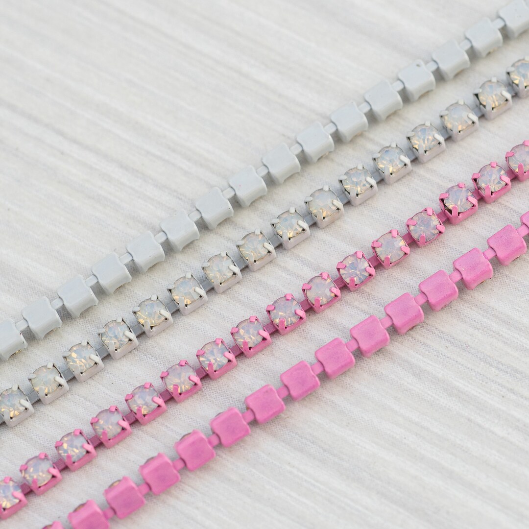 Rhinestone Cup Chain 3mm Ss12 Opal Claw Chain, Jewelry Finding - Etsy