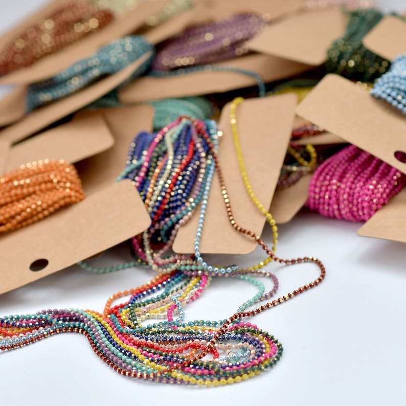 Colorful Ball Chain 1.5mm, Beaded Chain, Chain Necklace for Jewelry ...
