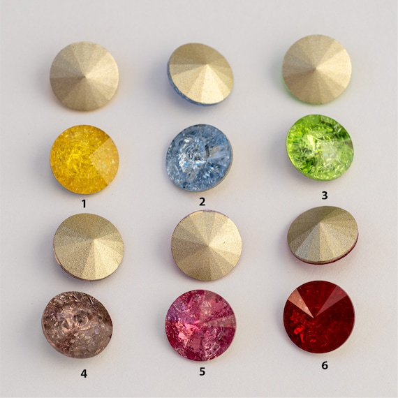 Rivoli round crystal crackle fancy stone 12 mm, glass rhinestone, jewelry supplies, craft supplies & tools