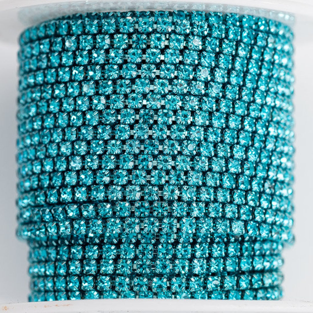 Crystal Rhinestone Trim Rhinestone Cup Chain by Yard, Colourful Base 22