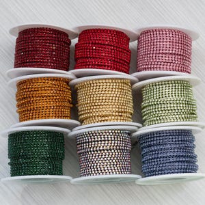 Zilveren ketting met strass-steentjes van 1,5 * 1,5 mm op maat gesneden, veelkleurige SS4,5 zilveren strassteentjes, groothandel