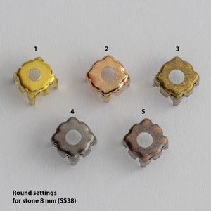 Round rhinestones claw 8mm SS38 metal settings sewing crystal strass beads base pedestal frame