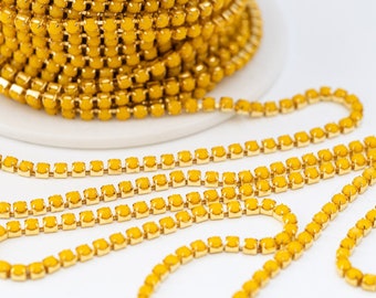 Opaque glass rhinestone trim 2*2 mm, SS6 cup chain for jewelry making, beading supply