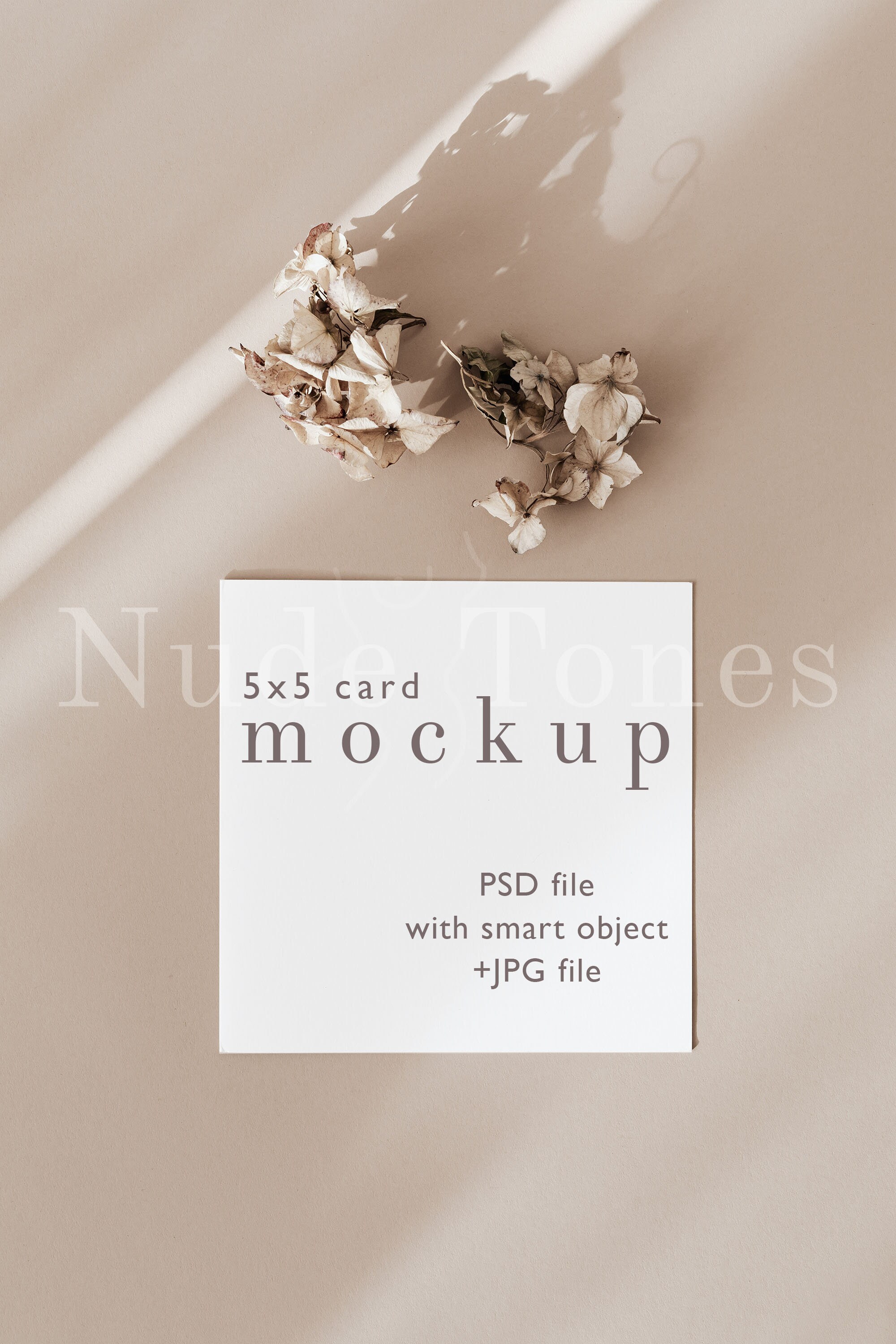 Download Card Mockup 5x5 Hydrangea Card Mockup Psd Mockup With Etsy