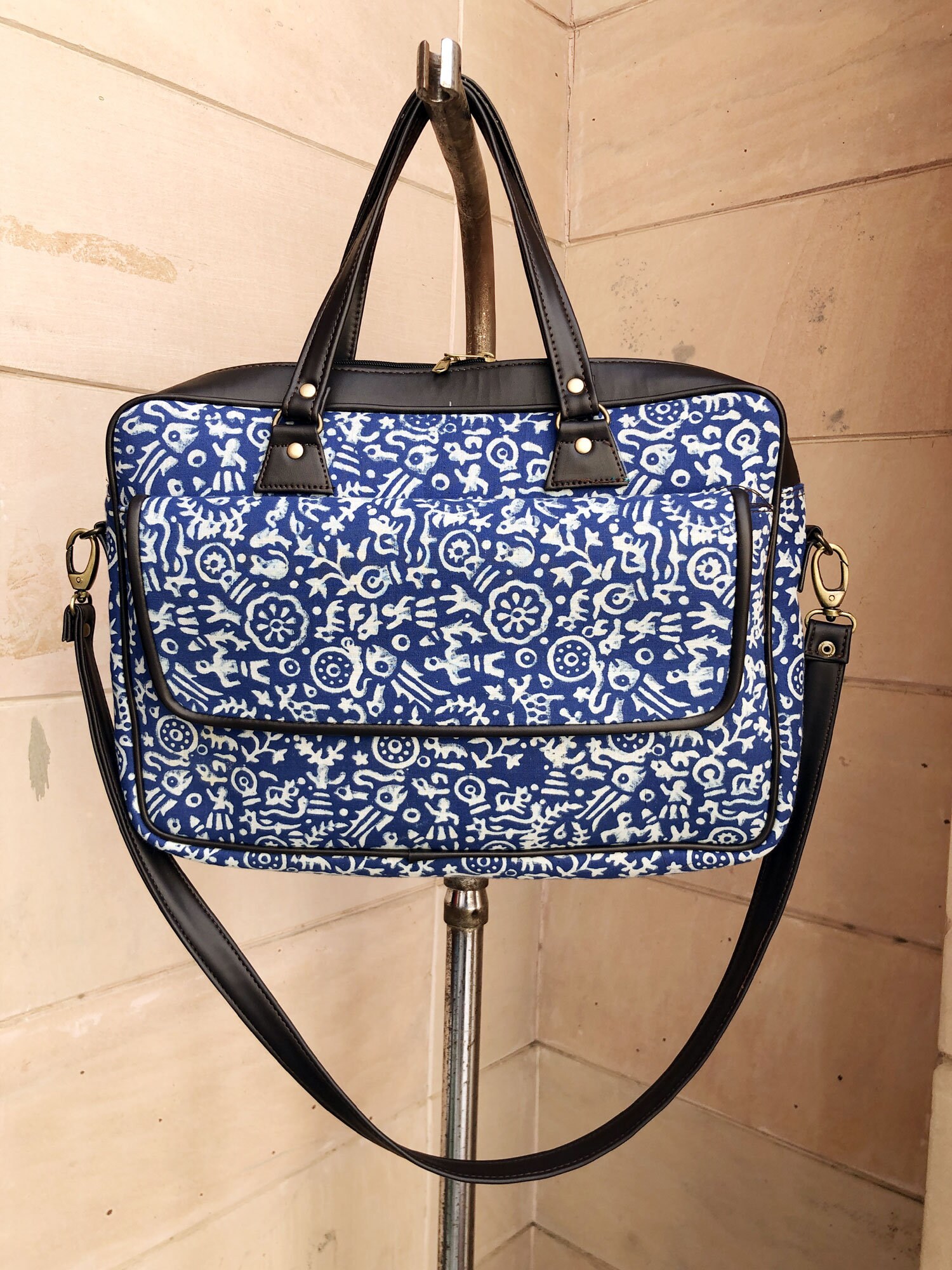 Indian Handmade Laptop Bag Cotton Mix Leather Laptop Bag for Etsy