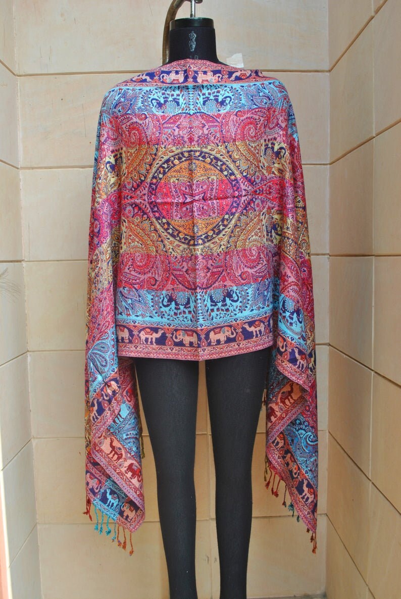 Indian Pashmina Scarf Wedding Colourful Bohemian Scarf Indian Etsy Israel