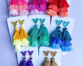 Princess Sparkle Mickey Tiered Ombré Tassel Earrings | Princess Earrings | Encanto Earrings | Disney Earrings