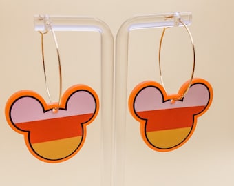 Candy Corn Mickey Hoop Earrings | Mickey Halloween Earrings