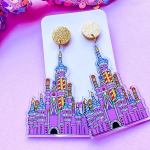 Birthday Cake Castle Earrings Disney Castle Earrings WDW 25th Anniversary Castle Earrings image 1