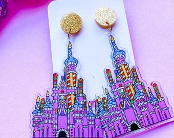 Birthday Cake Castle Earrings| Disney Castle Earrings| WDW 25th Anniversary Castle Earrings