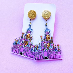 Birthday Cake Castle Earrings Disney Castle Earrings WDW 25th Anniversary Castle Earrings image 4