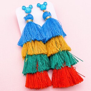Princess Sparkle Mickey Tiered Ombré Tassel Earrings | Princess Earrings | Encanto Earrings | Disney Earrings Mirabel
