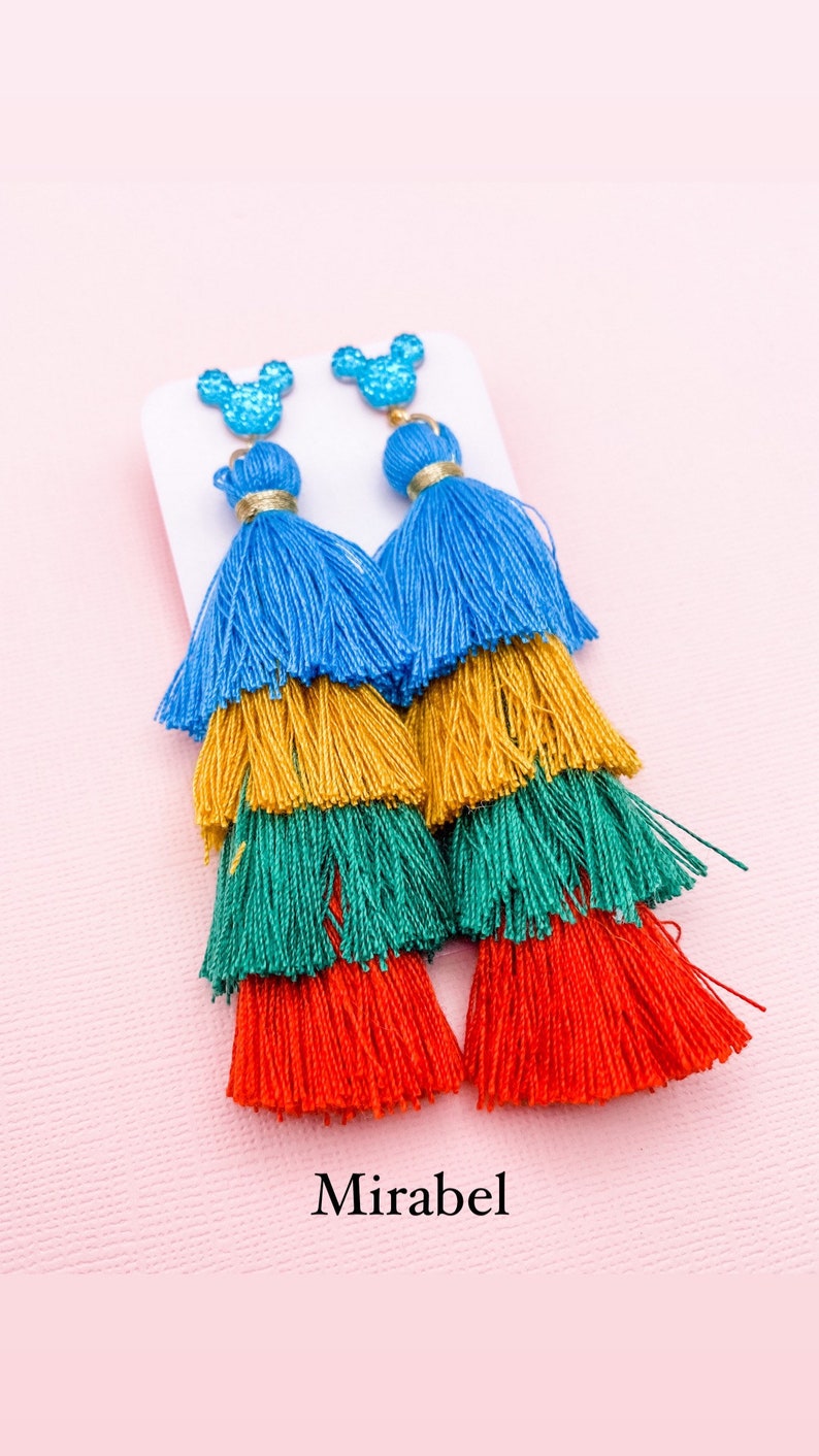 Princess Sparkle Mickey Tiered Ombré Tassel Earrings | Princess Earrings | Encanto Earrings | Disney Earrings Mirabel