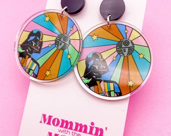 Rainbow Death Star Earrings | Momminwiththemouse X 1953Designs earrings