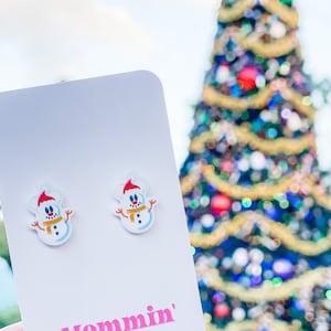 Snowman Mickey/Minnie Studs | Disney Christmas Earrings