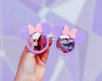 Adult Classic Mickey Shaped Sunglasses with Pink Mirror Lenses
