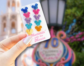 70th Celebration Glitter Mickey Stack | Disneyland anniversary earrings