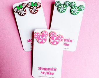 Large Peppermint Mickey Studs
