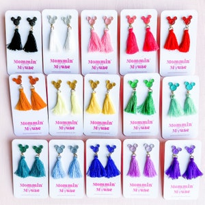 Mickey Tassel Sparkle Earrings | Mickey Earrings | Disney Earrings| Disneybound earrings