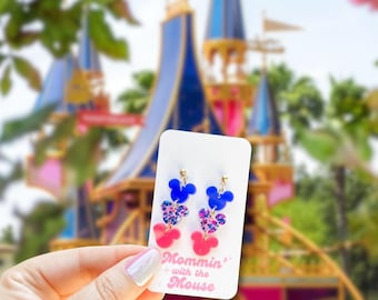 Celebrate Happy 3-Mickey Stack | Disneyland 70th celebration earrings