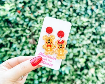 Gingerbread Mickey and Minnie Earrings